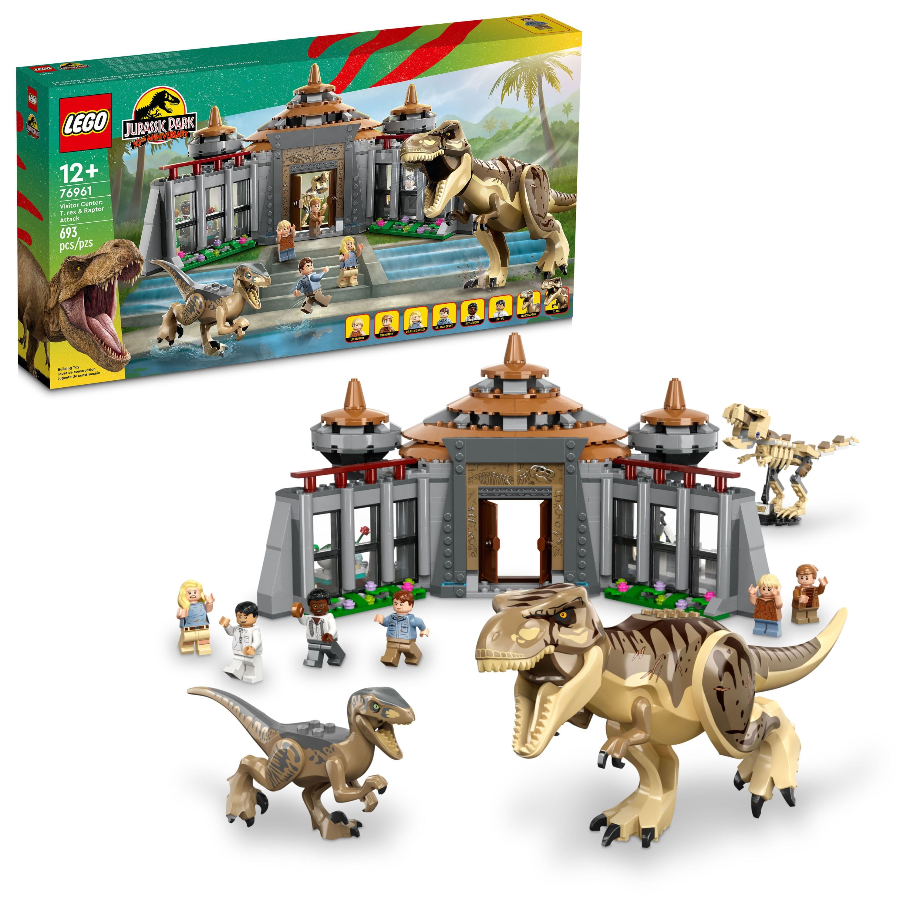 LEGO Jurassic Park Visitor Center: T. rex & Raptor Attack 76961 Buildable  Dinosaur Toy; Gift for Teens and Kids Aged 12 and Up, Including a Dino
