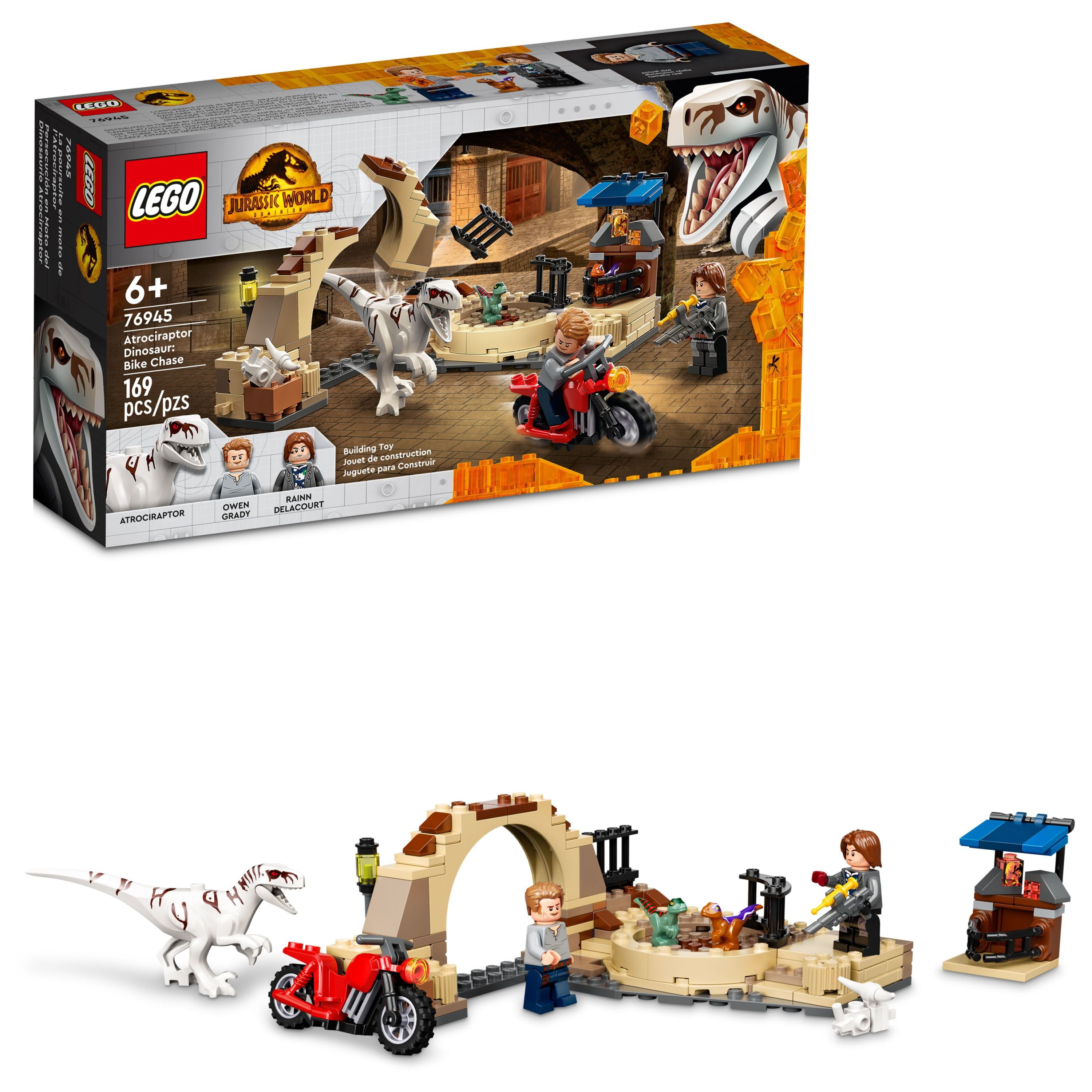 LEGO Jurassic World Atrociraptor Dinosaur: Bike Chase Set 76945, Dinosaur  Toys for Boys, Girls, Kids Age 6 Plus, with 3 Dino Figures and Toy 