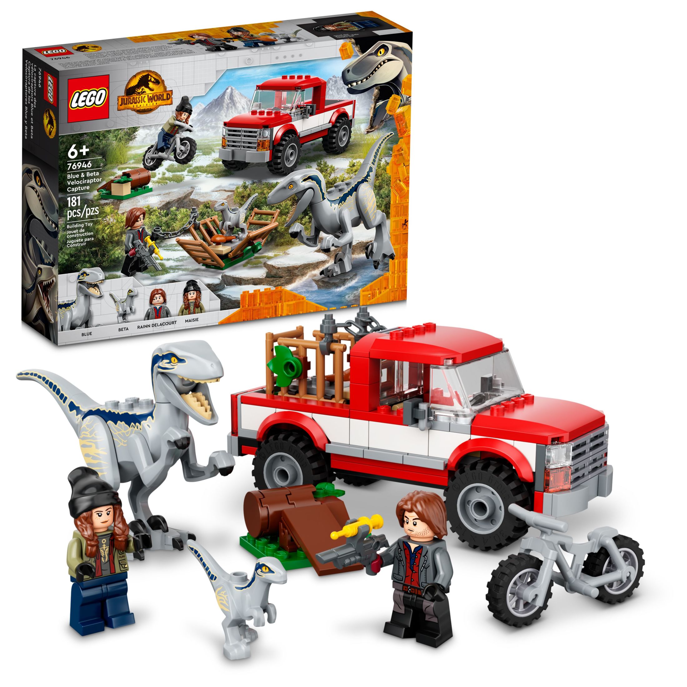 LEGO Jurassic World Blue and Beta Velociraptor Capture 76946 with Truck and 2 Dinosaur Toys for Kids, 2022 Dominion Movie Inspired Set - image 1 of 8