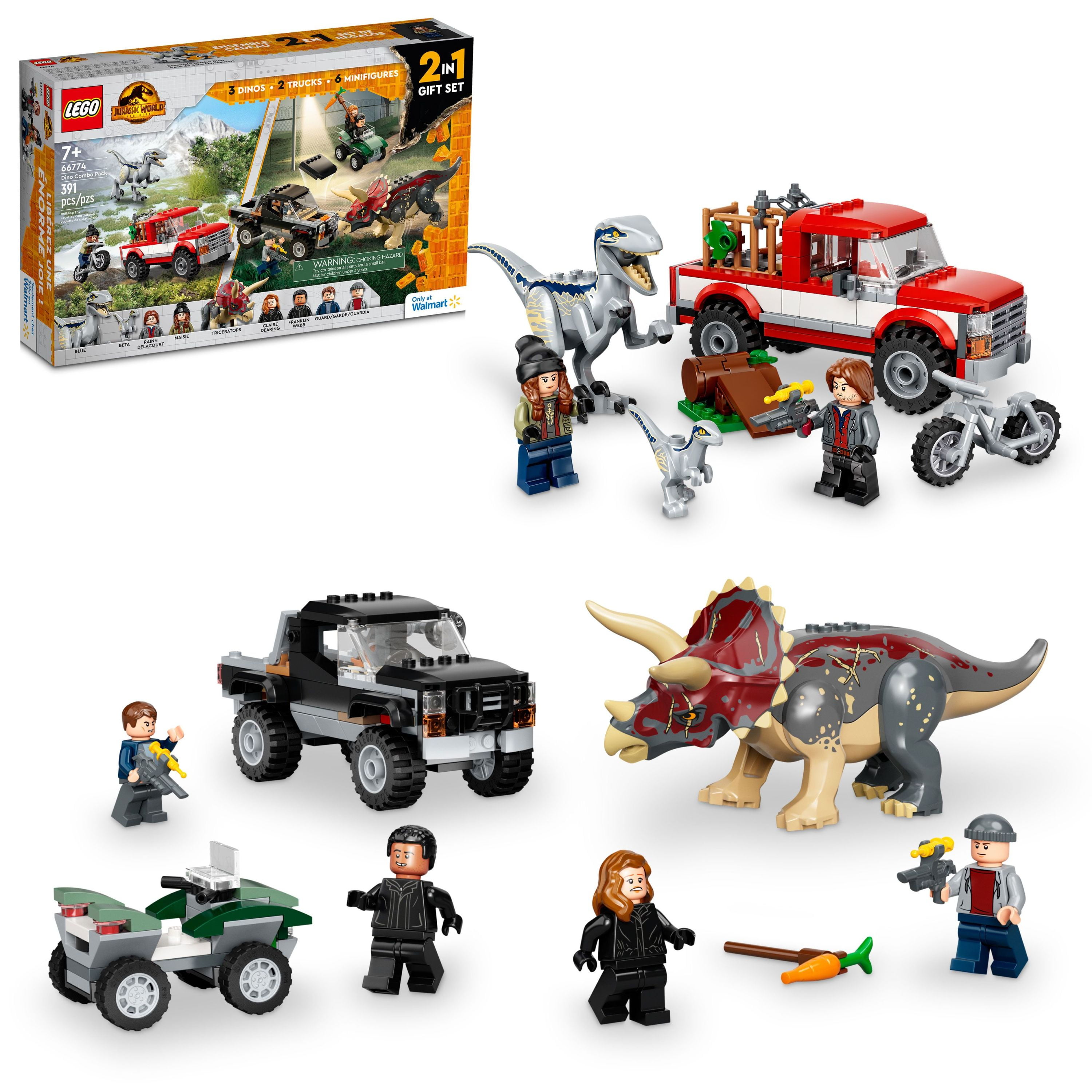 LEGO Jurassic World Dino Combo Pack 66774 Toy Value Pack, 2 in 1  Triceratops and Velociraptor Gift Set, Jurassic World Toy with Dinosaur and  Truck