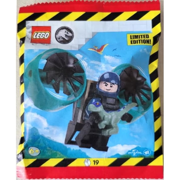 Lego Ranger Figure LEGO Jurassic World: Ranger Minifigure with Helipack and Baby Raptor ...