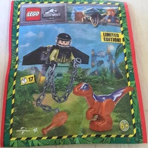 LEGO, Jurassic World Minifigure, Ranger with Jetpack + Baby Raptor ...