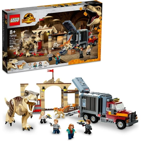 LEGO Jurassic World T. rex & Atrociraptor Dinosaur Breakout 76948 Building Set (466 Pieces)