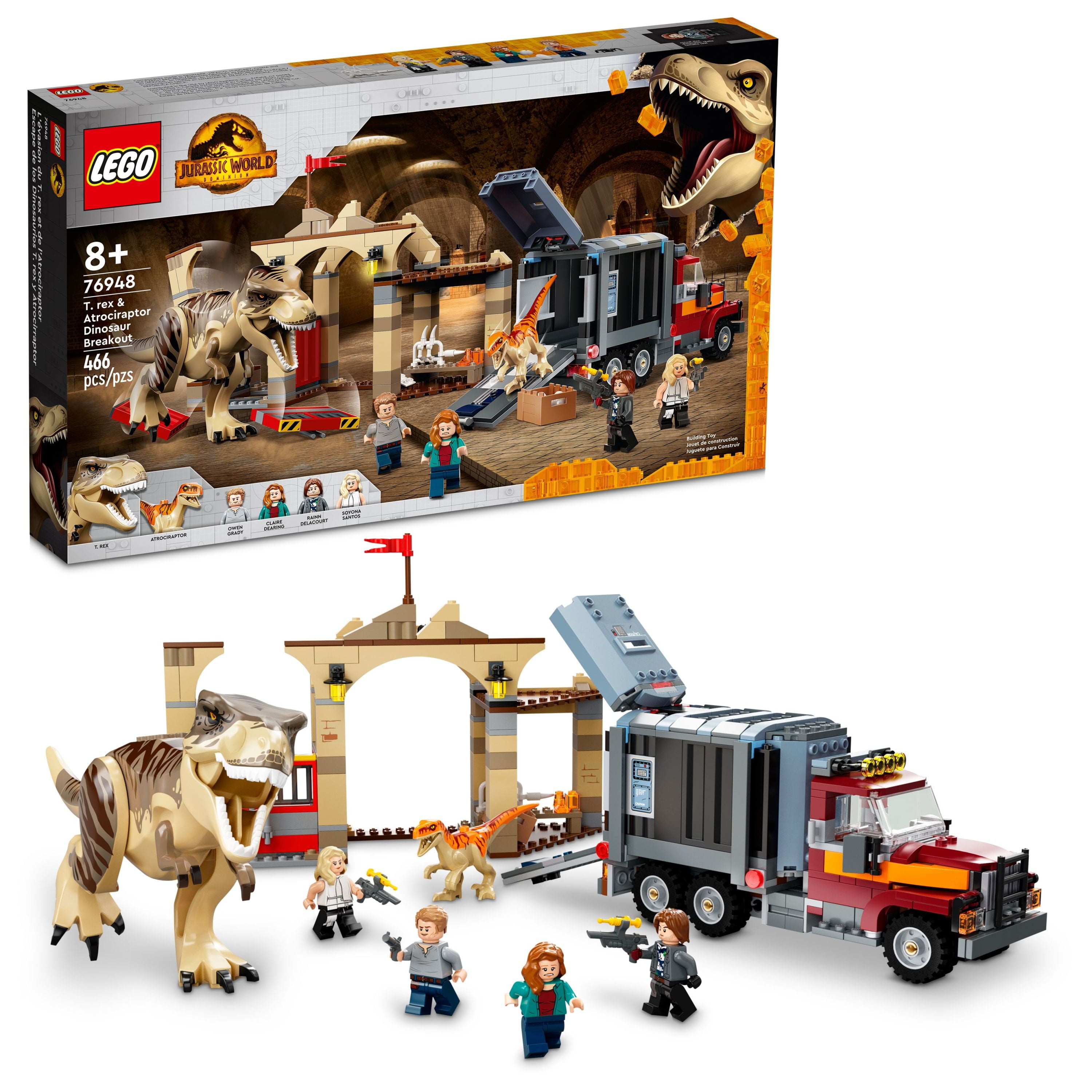 Bane Kassér fascisme LEGO Jurassic World T. rex & Atrociraptor Dinosaur Breakout 76948 Dinosaur  Toys for Kids Ages 8 Plus with 4 Minifigures, Market and Truck, This Jurassic  World Dominion Toy is a Great Gift
