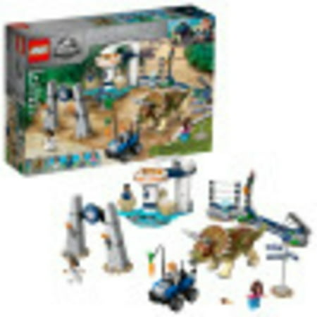 LEGO Jurassic World Triceratops Rampage 75937 ATV Motorcycle Model Dinosaur Figure Building Toy (447 Pieces)