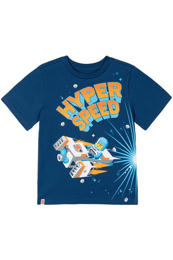 Little Boys' Short Sleeve T-Shirt Navy Space Speed