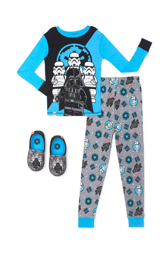Long Sleeve Crew Neck Elastic Waistband Pajamas (Big Boys or Little Boys) 3 Piece Set