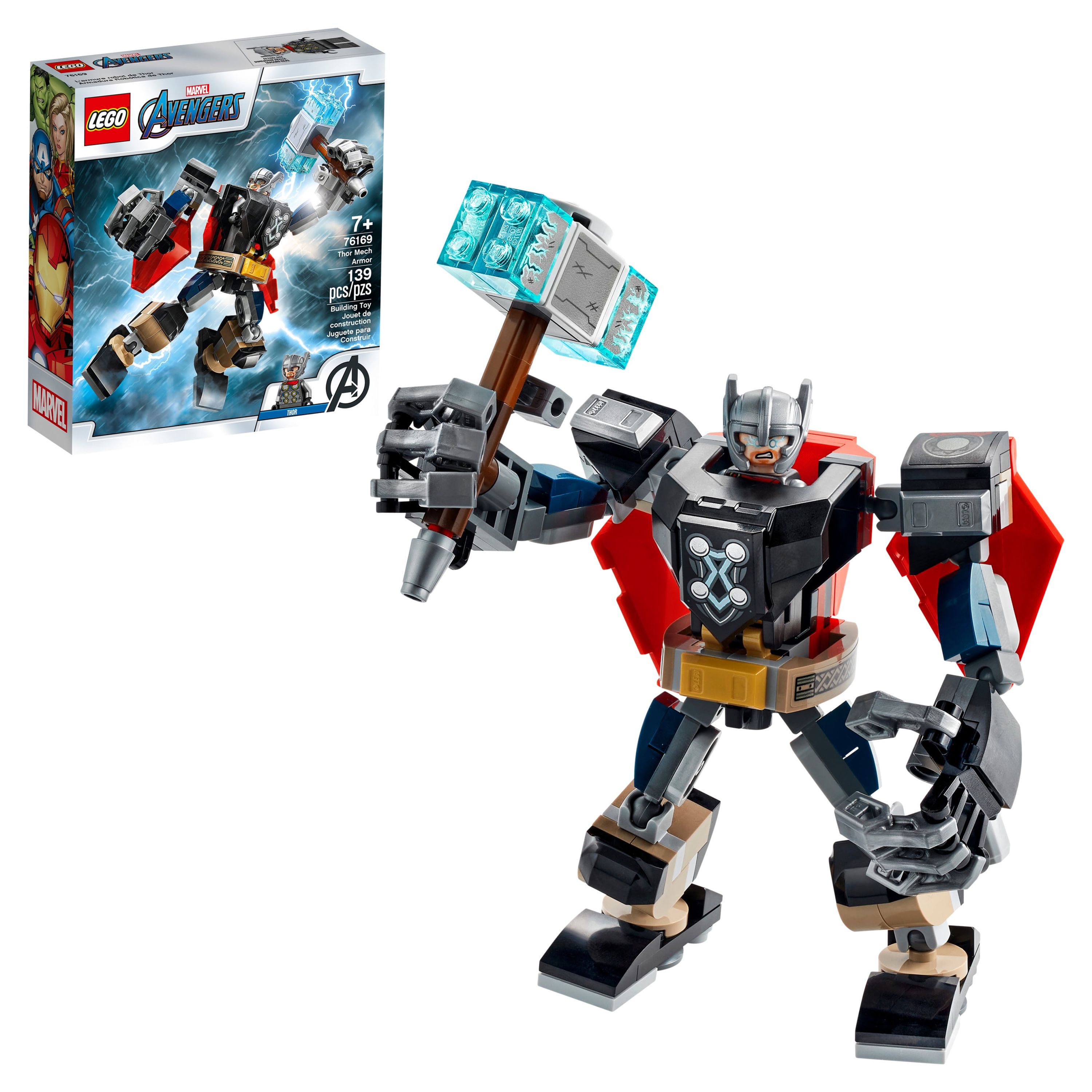 LEGO Marvel Avengers Classic Thor Mech Armor 76169 Cool Thor Hammer Playset (139 Pieces) - image 1 of 8