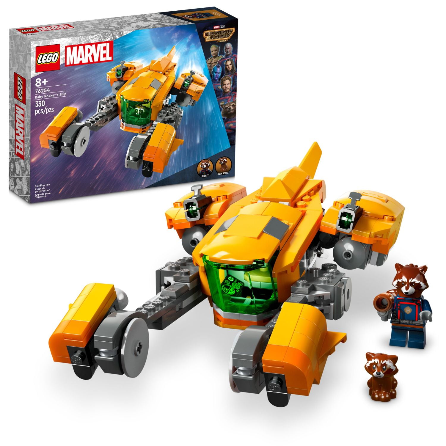 LEGO Marvel Baby Rockets Ship 76254 Buildable Spaceship Toy from Guardians of the Galaxy 3 Featuring Rocket Raccoon and Baby Rocket Minifigures, Collectible Super Hero Toy Gift for Kids Ages 8 and up