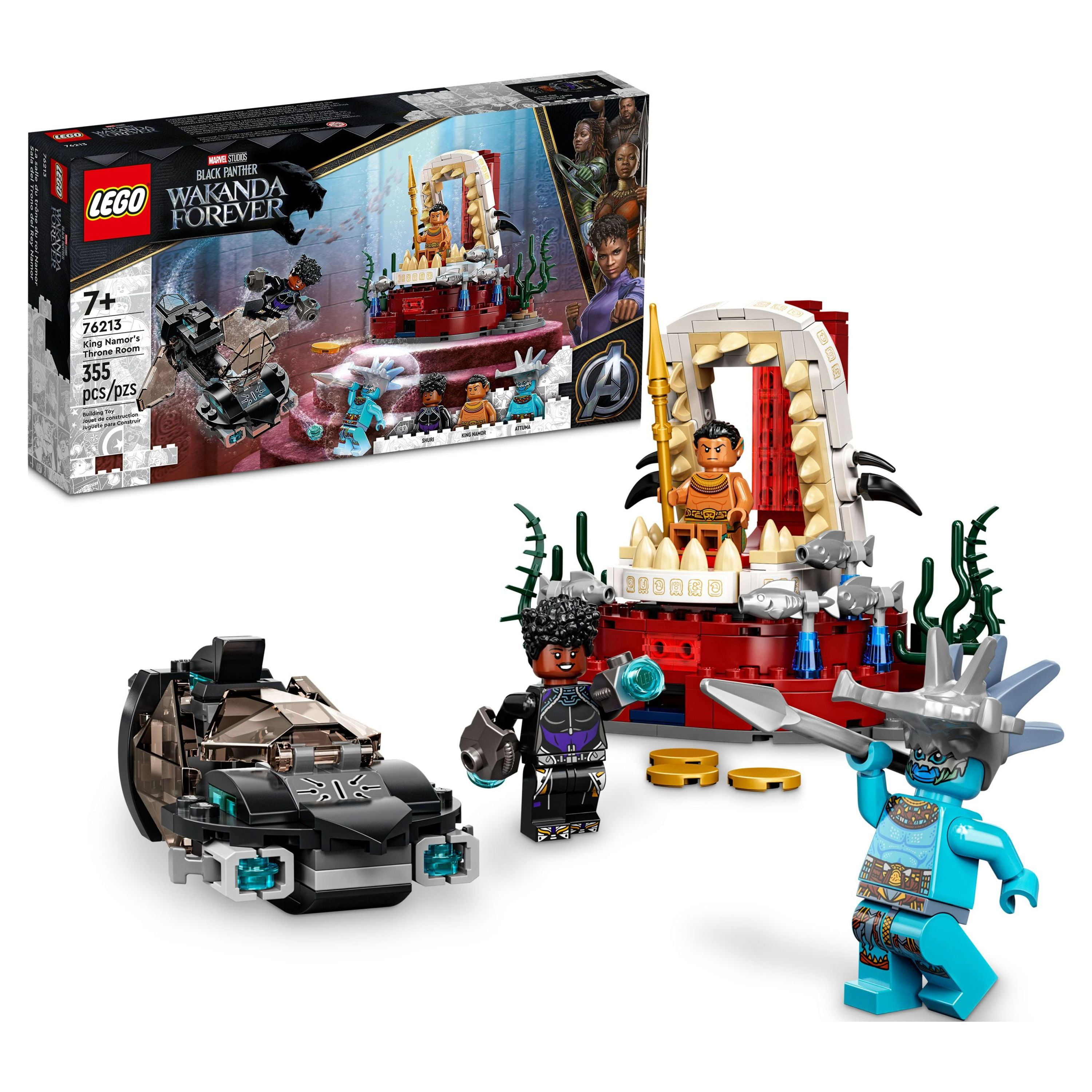 LEGO Marvel Black Panther Wakanda Forever King Namor’s Throne Room Building  Kit 76213, Submarine Toy Building Set with 3 Marvel Mini Figures, Great