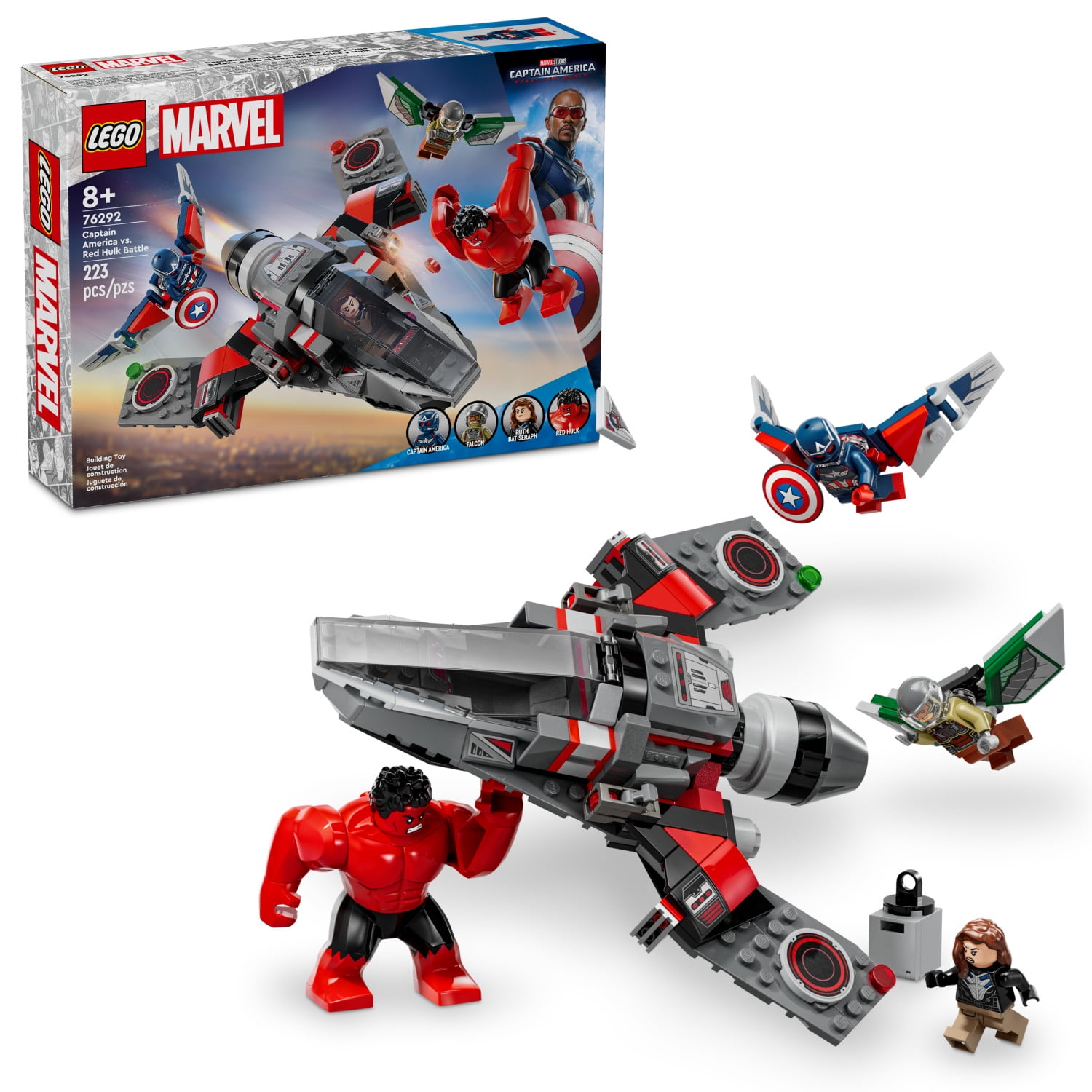 LEGO Marvel Captain America vs. Red Hulk Battle Building Set - Avengers Toy for Kids - Birthday Gift for Boys and Girls Ages 8+ - Includes Hulk Action Figure and Super Hero Minifigures - 76292