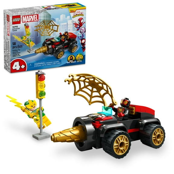 LEGO Marvel Drill Spinner Vehicle, Miles "Spin" Morales Car with 2 Minifigures, Marvel Toy from Disney+ TV Series Spidey and His Amazing Friends, Gift for Kids, Spider-Man Toy for 4-6 Year Olds, 10792