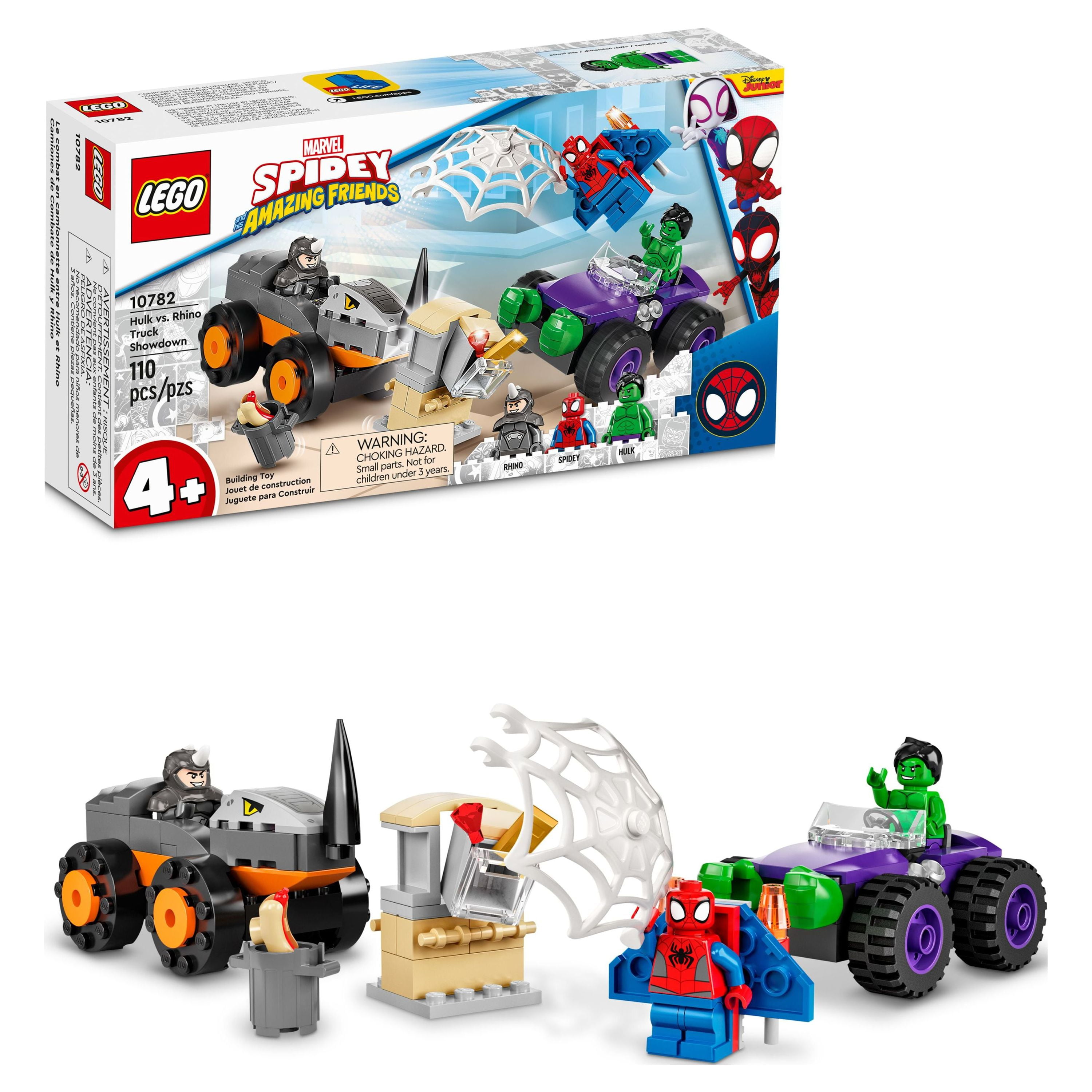 LEGO Marvel Hulk vs. Rhino Monster Truck Showdown, 10782 Learning Toy for 4  Year Olds with Spider-Man Minifigure, Inspired by the Spidey And His  Amazing Friends Series 