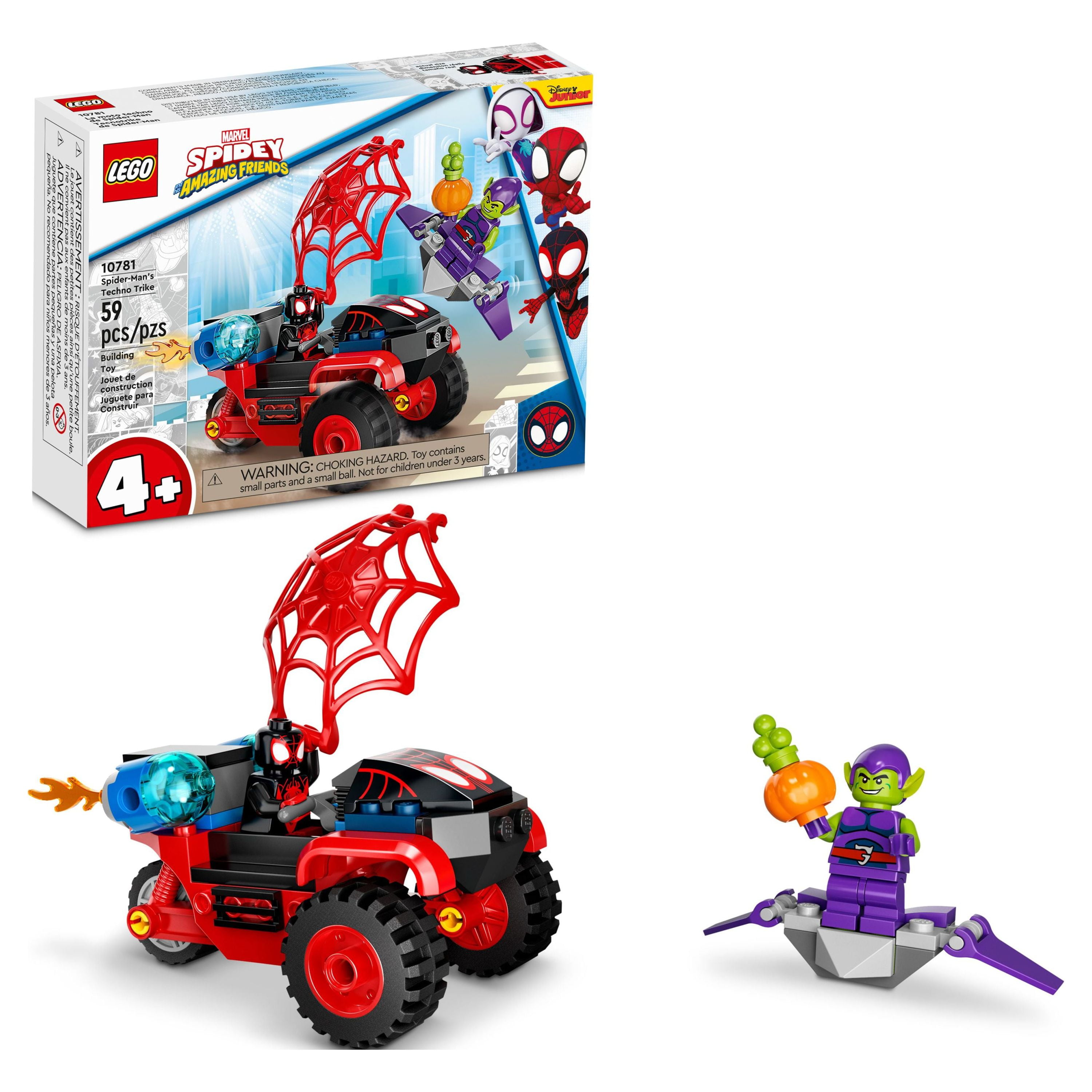 LEGO Marvel Spider-Man Miles Morales: 10781 Spider-Man’s Techno Trike Set,  Spidey And His Amazing Friends Series, Toy for Preschool Kids Age 4 +
