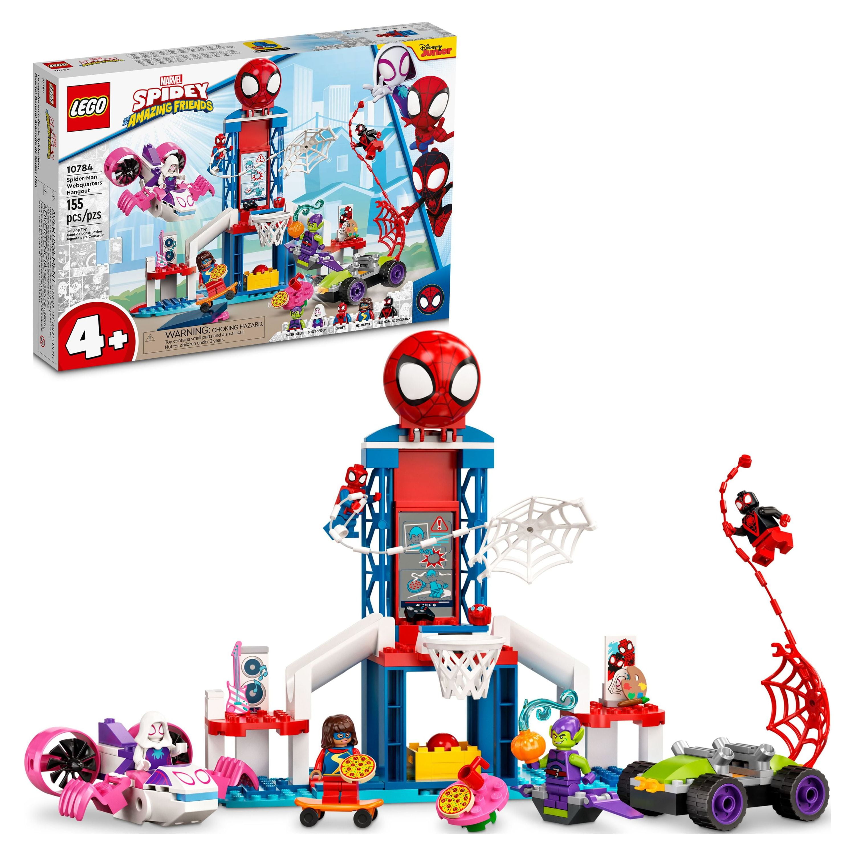 LEGO Marvel Spider-Man Webquarters Hangout 10784 Building Set - Spidey and His Amazing Friends Series, Spider-Man, Miles Morales, and Green Goblin Minifigures, Toys for Boys and Girls Ages 4+