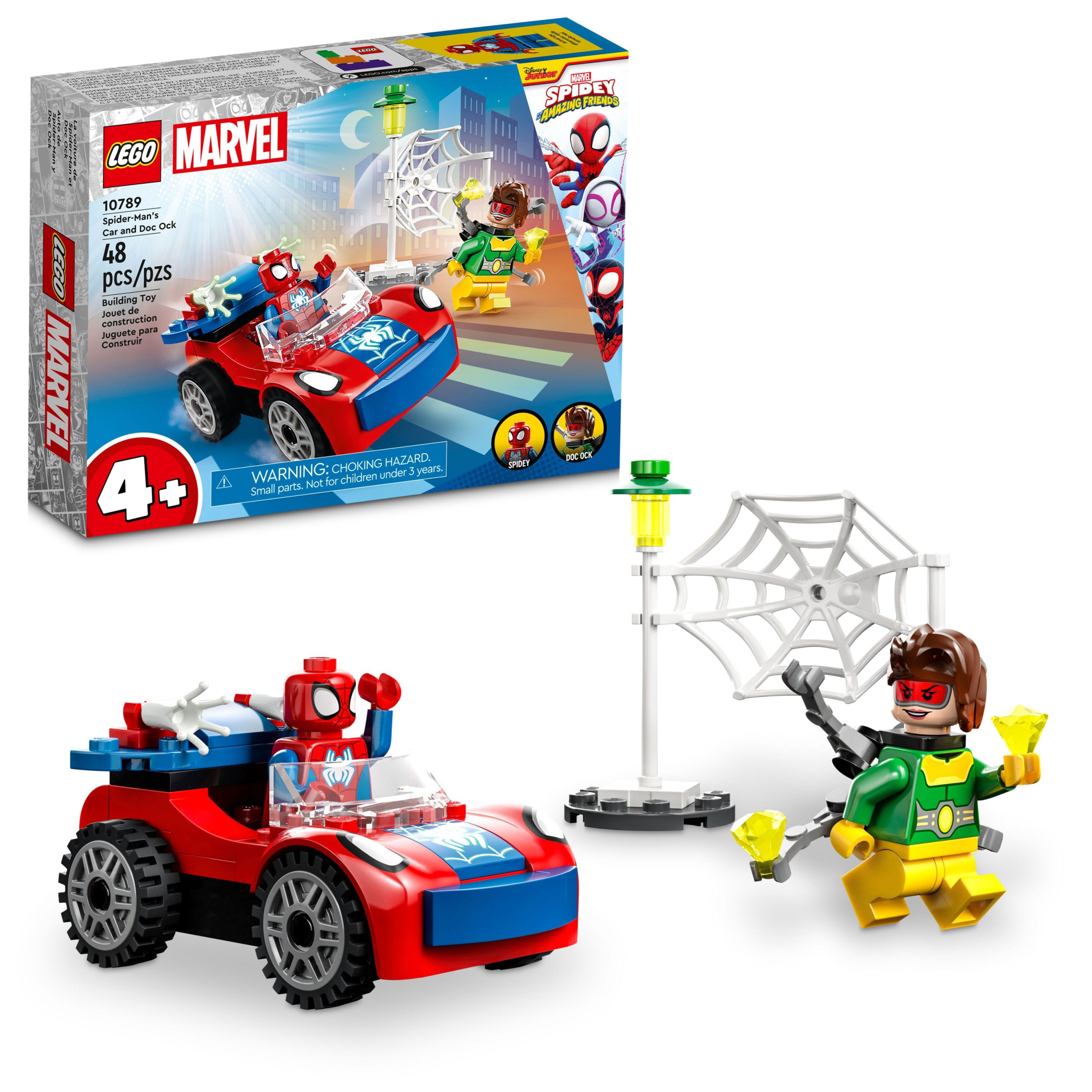LEGO Marvel Spider-Man's Car and Doc Ock Set 10789, Spidey and His Amazing  Friends Buildable Toy for Kids 4 Plus Years Old with Glow in the Dark  Pieces 