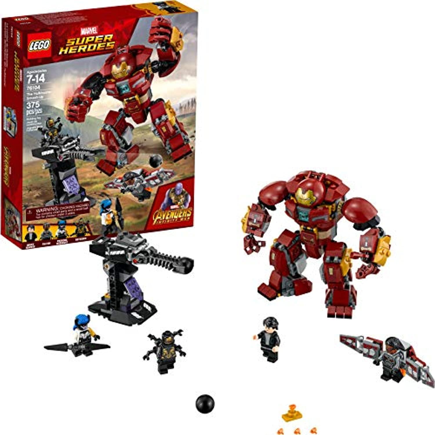 LEGO Marvel Super Heroes Avengers Infinity War The Hulkbuster Smash Up 76104 Building Kit features Proxima Midnight Outrider and Bruce Banner