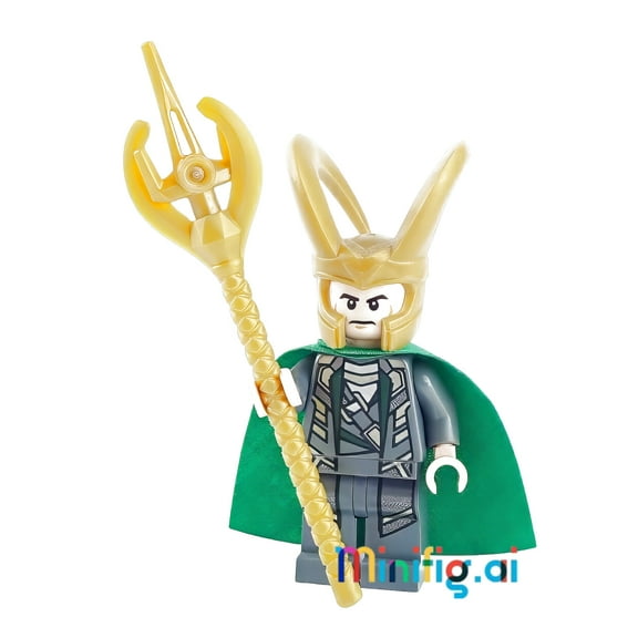 LEGO Marvel Super Heroes Loki Minifigure with Pearl Gold Scepter
