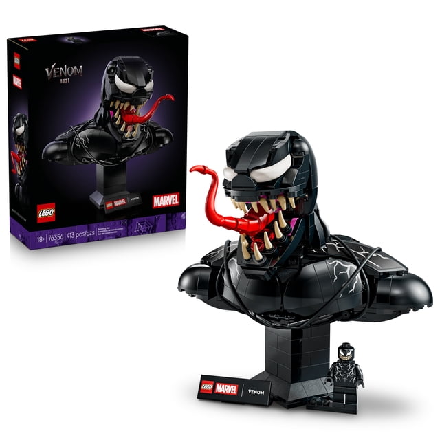 LEGO Marvel Venom Bust - Collectible Building Set for Adults, Ages 18+ - Home Office, Desk or Book Shelf Decor - With Venom Minifigure - Gift for Men & Women - 76356
