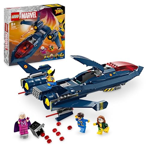Lego 76281 Marvel X-Jet X-Men Toy Plane Fighter Construction with Superhero Minifigures Wolverine, Magneto, Cyclops and Rogue, Gift for Boys and Girls Ages 8+