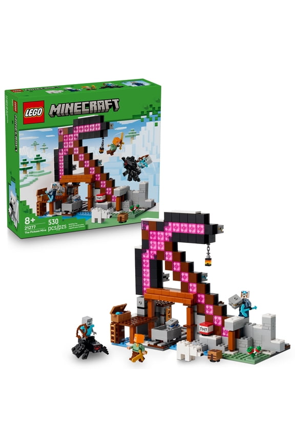 Minecraft the Pickaxe Mine Kids Toy - Building Set for Boys and Girls - Minecraft Toy for Gaming Fans 8+ - Includes Alex, Miner, and Stray Spider Jockey Minifigure - Birthday Gift Idea - 21277