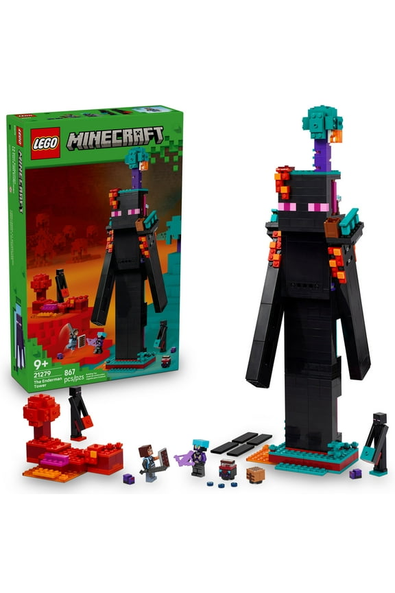 Minecraft The Enderman Tower Building Toy for Boys & Girls - Video Game Building Set for Kids, Ages 9+ - 2 Toys in 1 for Player Vs. Player Pretend Play - Gift Idea for Gamers - 21279