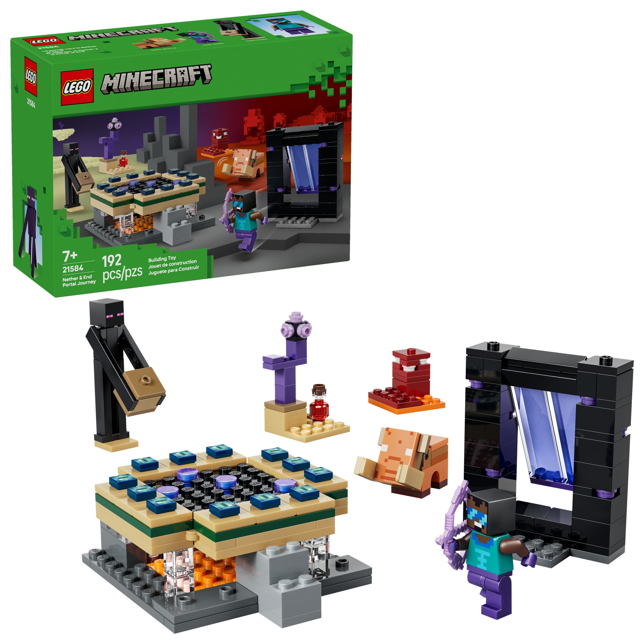 LEGO Minecraft Nether & End Portal Journey Building Toy for Boys & Girls - Video Game Playset & Toy Figures for Kids, Ages 7+ - W/Cool Hero Minifigure - Gift Idea for Birthdays - 21584