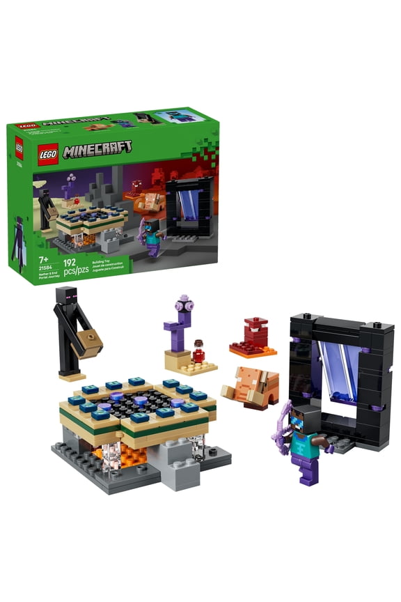 Minecraft Nether & End Portal Journey Building Toy for Boys & Girls - Video Game Playset & Toy Figures for Kids, Ages 7+ - W/Cool Hero Minifigure - Gift Idea for Birthdays - 21584