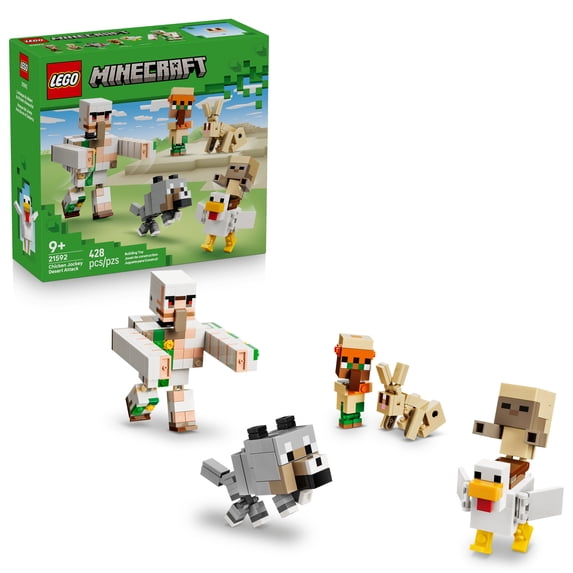 LEGO Minecraft Chicken Jockey Desert Attack - Building Toy for Boys & Girls, Ages 9+ - Posable Minecraft Toy & Figures - Game Room or Bedroom Decor - Gift for Birthdays - 21592