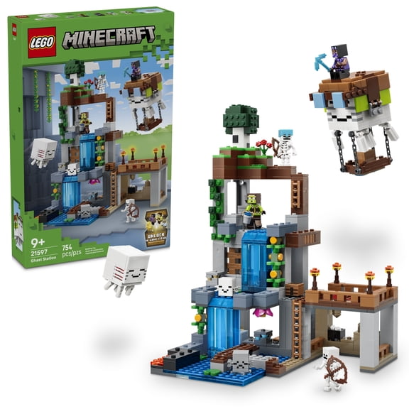 LEGO Minecraft Ghast Station - Building Toy for Boys & Girls, Ages 9+ - Minecraft Toy with 8 Figures - Desk or Bedroom Décor - Gift for Birthdays - 21597