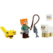 LEGO Minecraft Alex with Ocelot Sheep Fish and The Brick People Tile Block Building Set