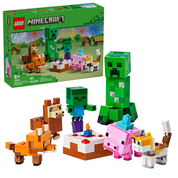 LEGO Minecraft Baby Pig's Birthday Celebration 21281, Collectible Model Figures Set
