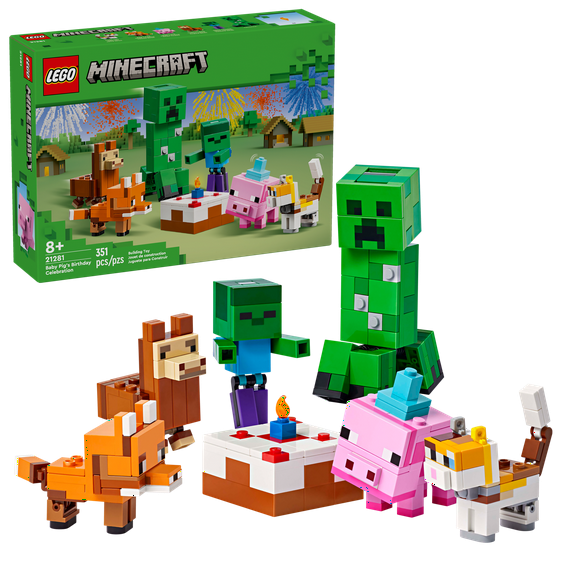 LEGO Minecraft Baby Pig's Birthday Celebration 21281, Collectible Model Figures Set