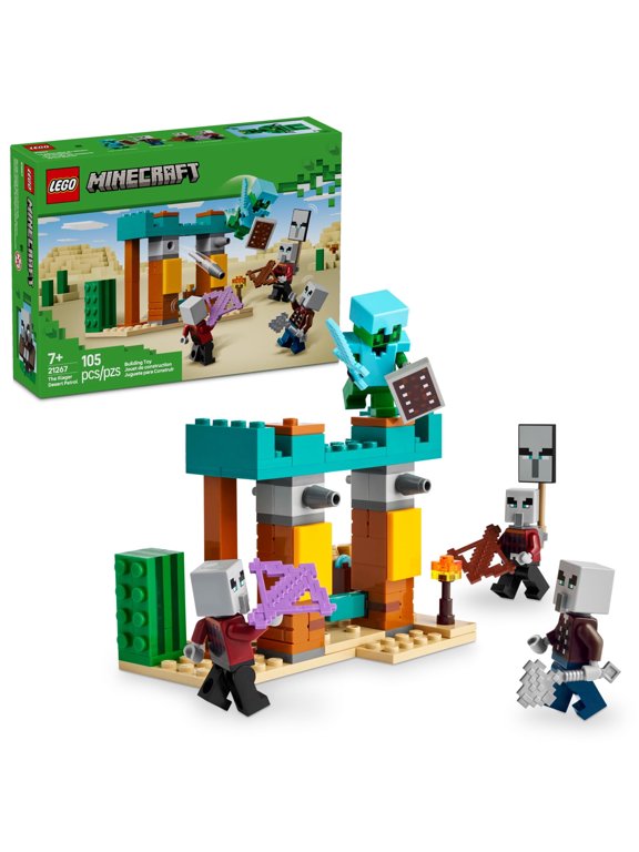 Minecraft The Illager Desert Patrol Toy Figures and Playset - Building Minecraft Toy for Kids, Boys and Girls, Ages 7+ - with 4 Figures for Pretend Play - Gift Idea for Birthdays - 21267