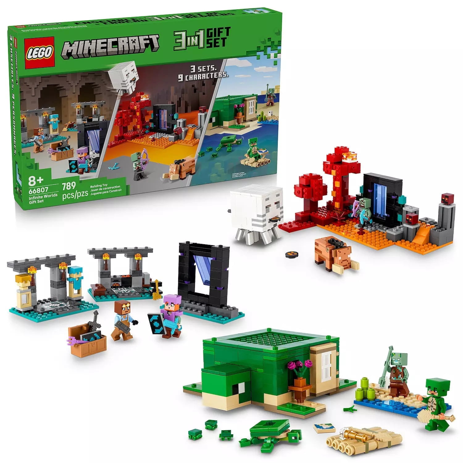 LEGO Minecraft Infinite Worlds Gift Set 66807, 3-in-1 Set, 789