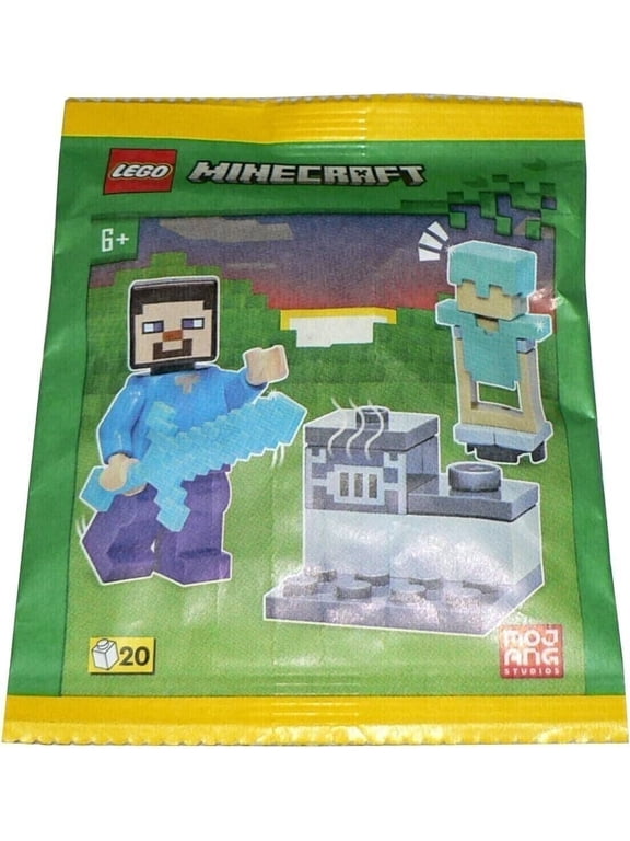 Minecraft Kids Minifigure with Furnace and Diamond Armor, 2"