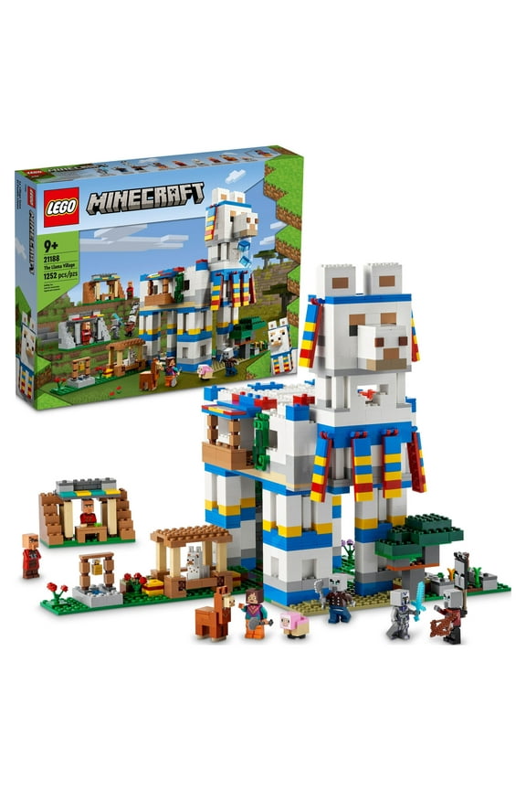 Minecraft The Llama Village, Farm House Toy Building Set 21188, Kids Can Create a Minecraft Village with 6 Customizable Buildings and Minifigures, Minecraft Gift Idea for Kids, Boys & Girls