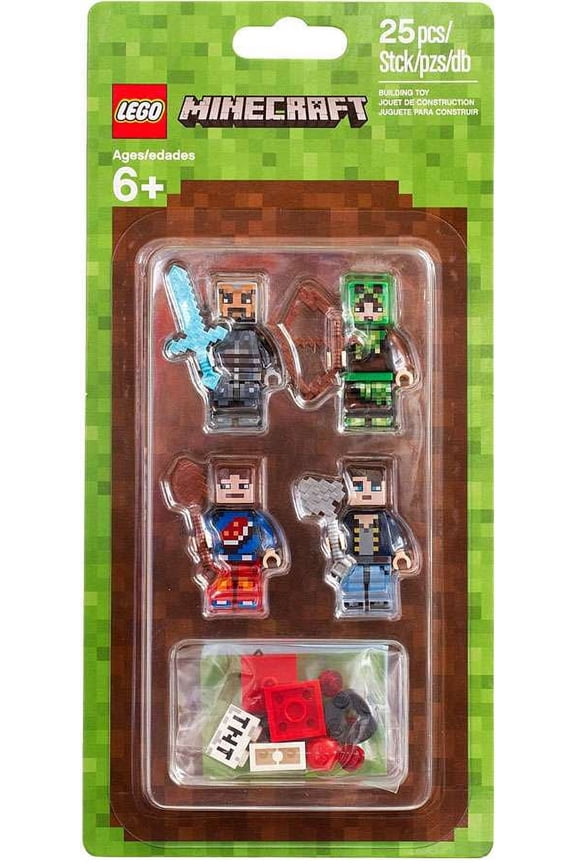 Minecraft Mini Figure Interlocking Block Building Set, 4 Count