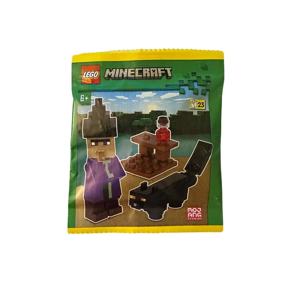 LEGO Minecraft Mini Set: Witch Minifigure with Black Cat and Potion