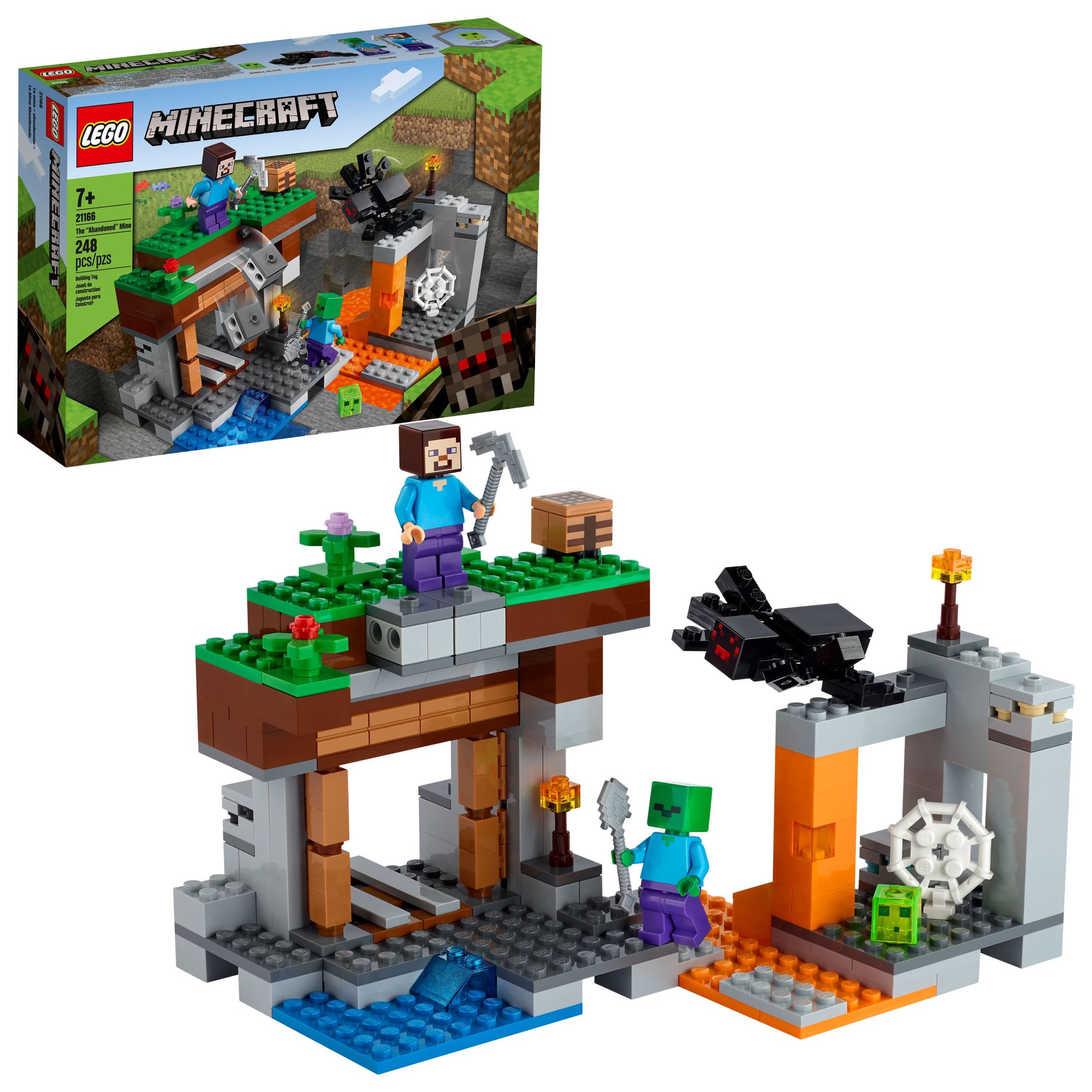 LEGO Minecraft The Abandoned Mine Building Toy, 21166 Zombie Cave with Slime, Steve & Spider Figures, Gift idea for Kids, Boys and Girls Age 7 plus - image 1 of 8