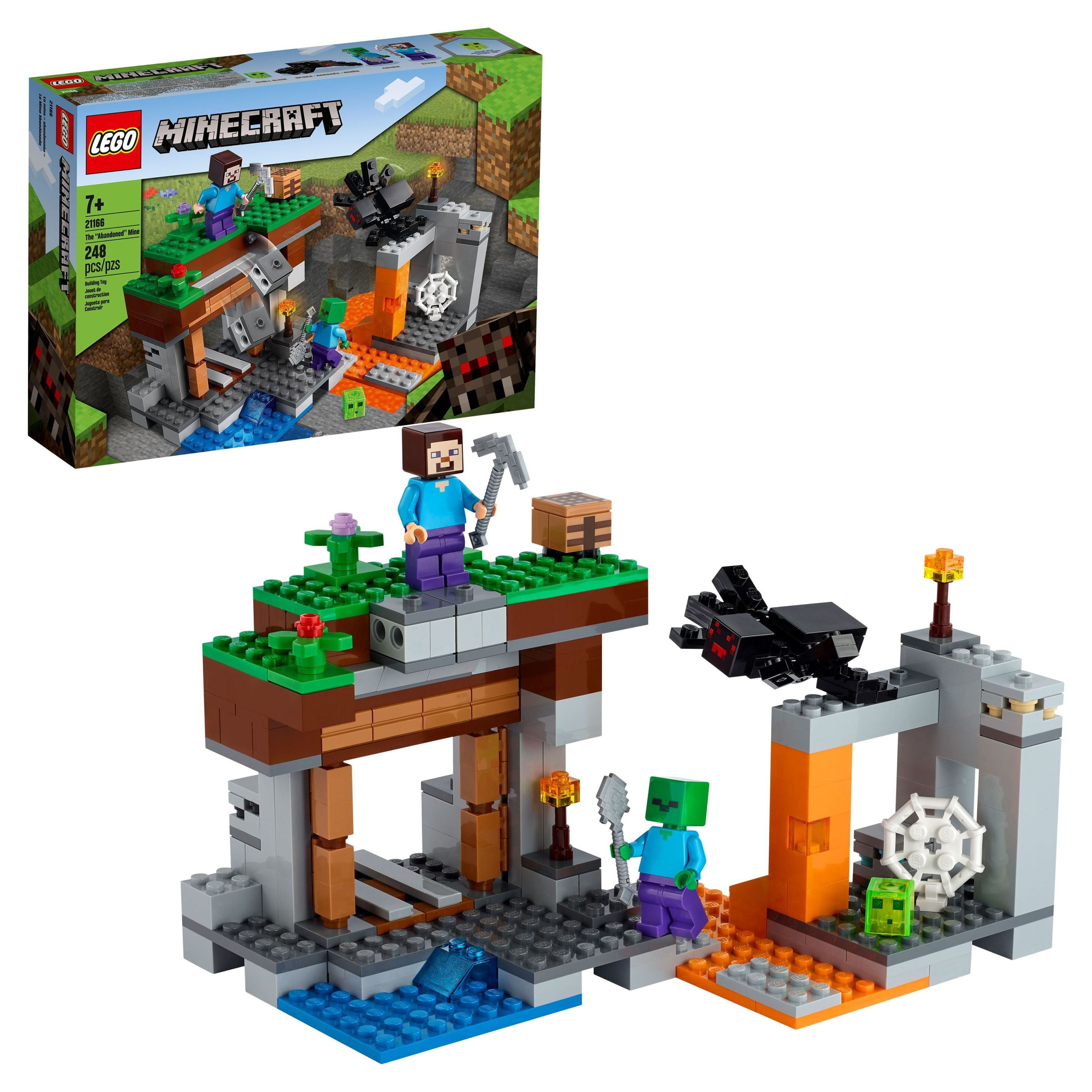 LEGO Minecraft The Abandoned Mine Building Toy, 21166 Zombie Cave with  Slime, Steve & Spider Figures, Gift idea for Kids, Boys and Girls Age 7 plus