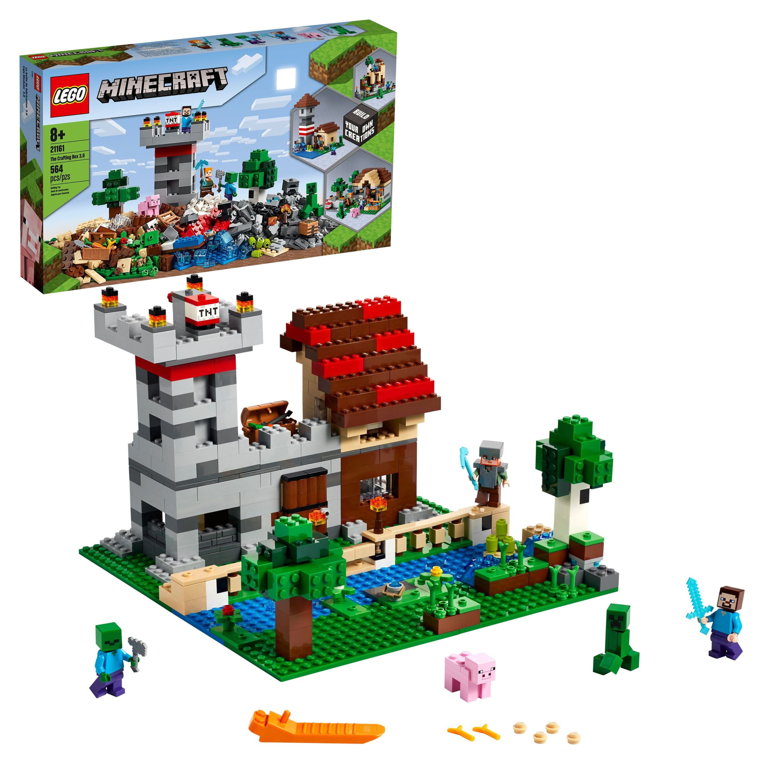 LEGO Minecraft The Crafting Box 3.0 21161 Minecraft Castle and Farm  Building Set (564 Pieces)