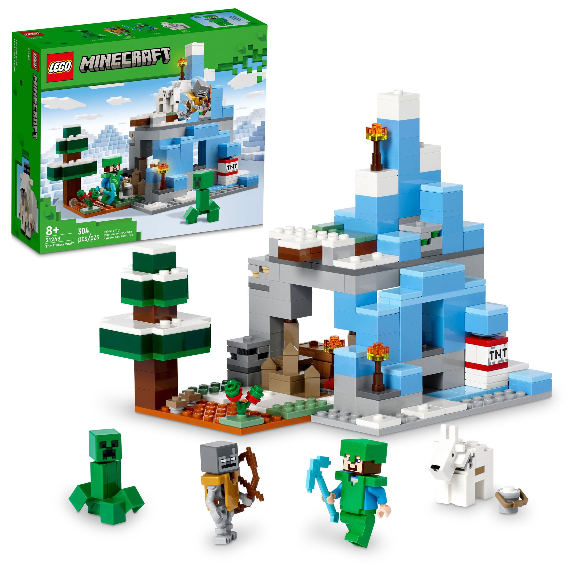 LEGO Minecraft The Frozen Peaks 21243 Big Building Set with Steve Creeper Goat Accessories for Kids Age 8 Walmart
