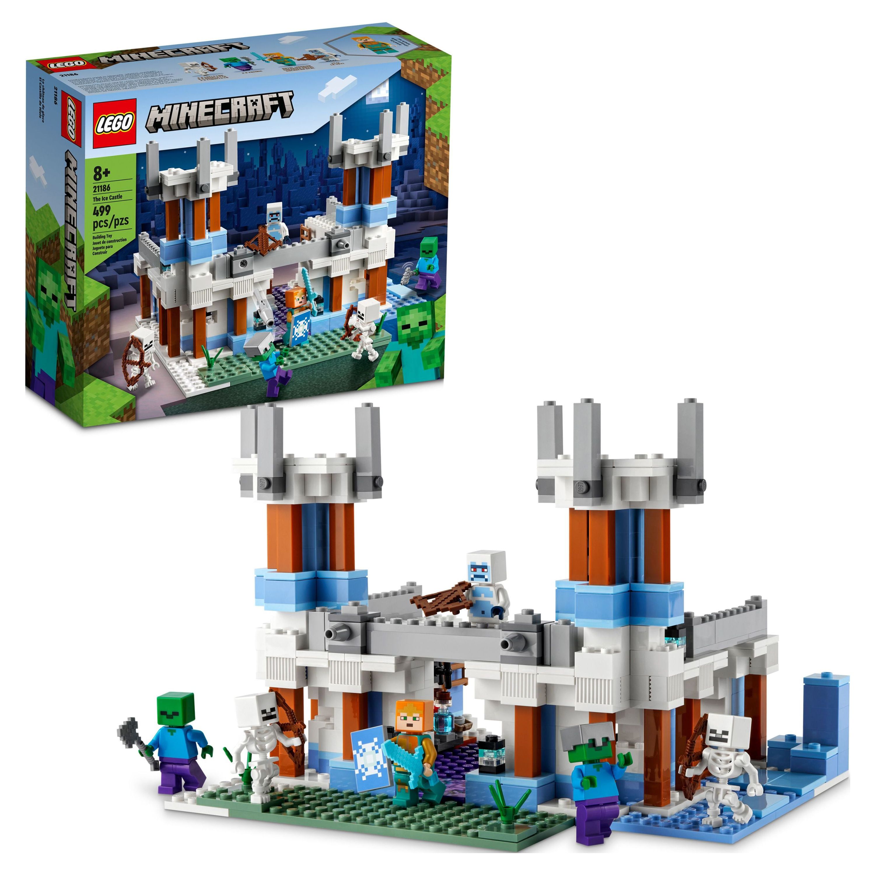 LEGO Minecraft The Ice Castle Toy with Zombie and Skeleton Mobs Figures, 21186 Birthday Gift Idea for Kids, Boys and Girls Ages 8 Plus - image 1 of 8