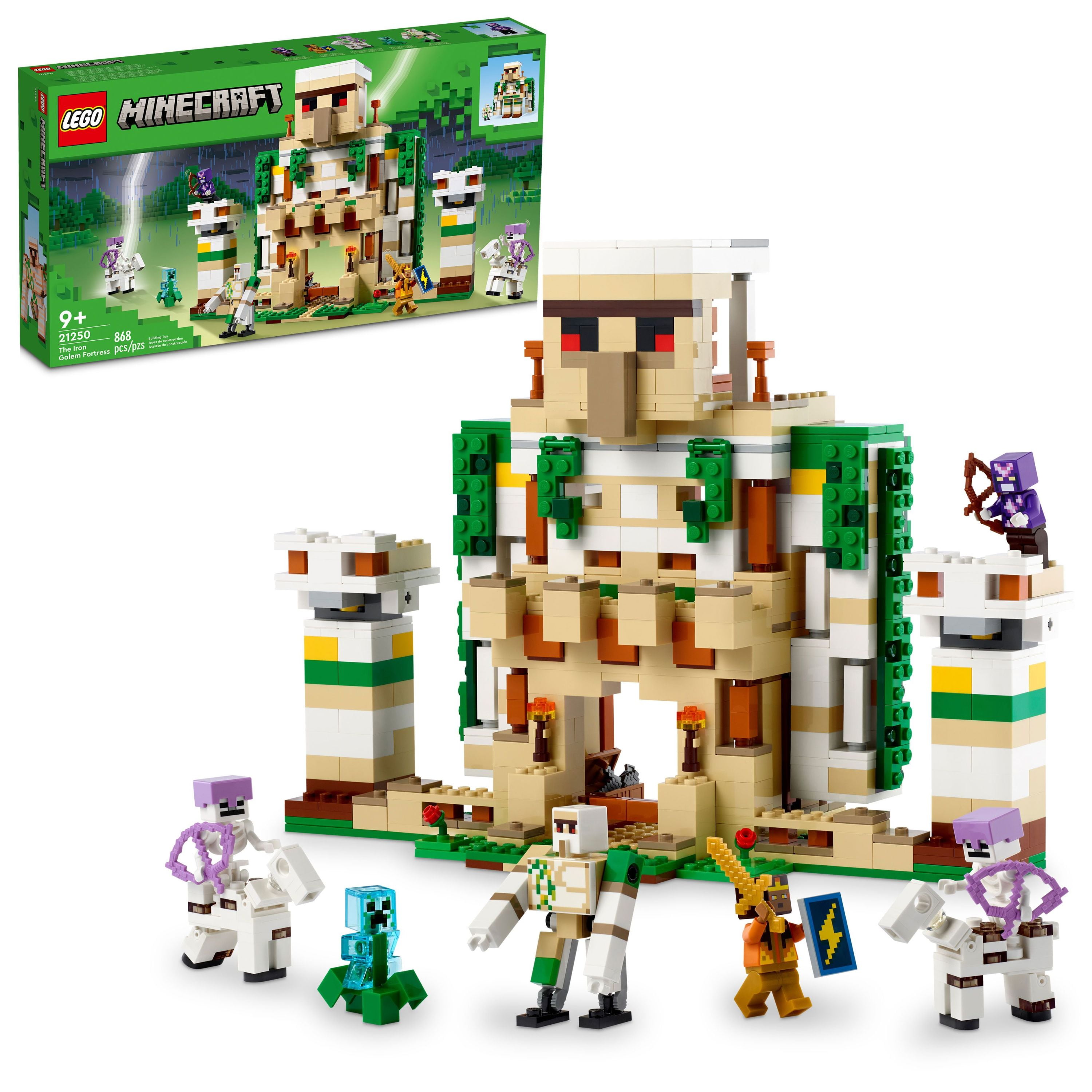 LEGO Minecraft The Iron Golem Fortress 21250 Building Toy Set, Playset  Featuring a Crystal Knight and Golden Knight, A Fortress and a Giant Golem,  Build and Display Minecraft Toy for 9 Year