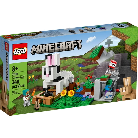 LEGO Minecraft The Rabbit Ranch House Farm Set, 21181 Animals Toy for Kids, Boys and Girls Age 8 Plus with Tamer and Zombie Figures