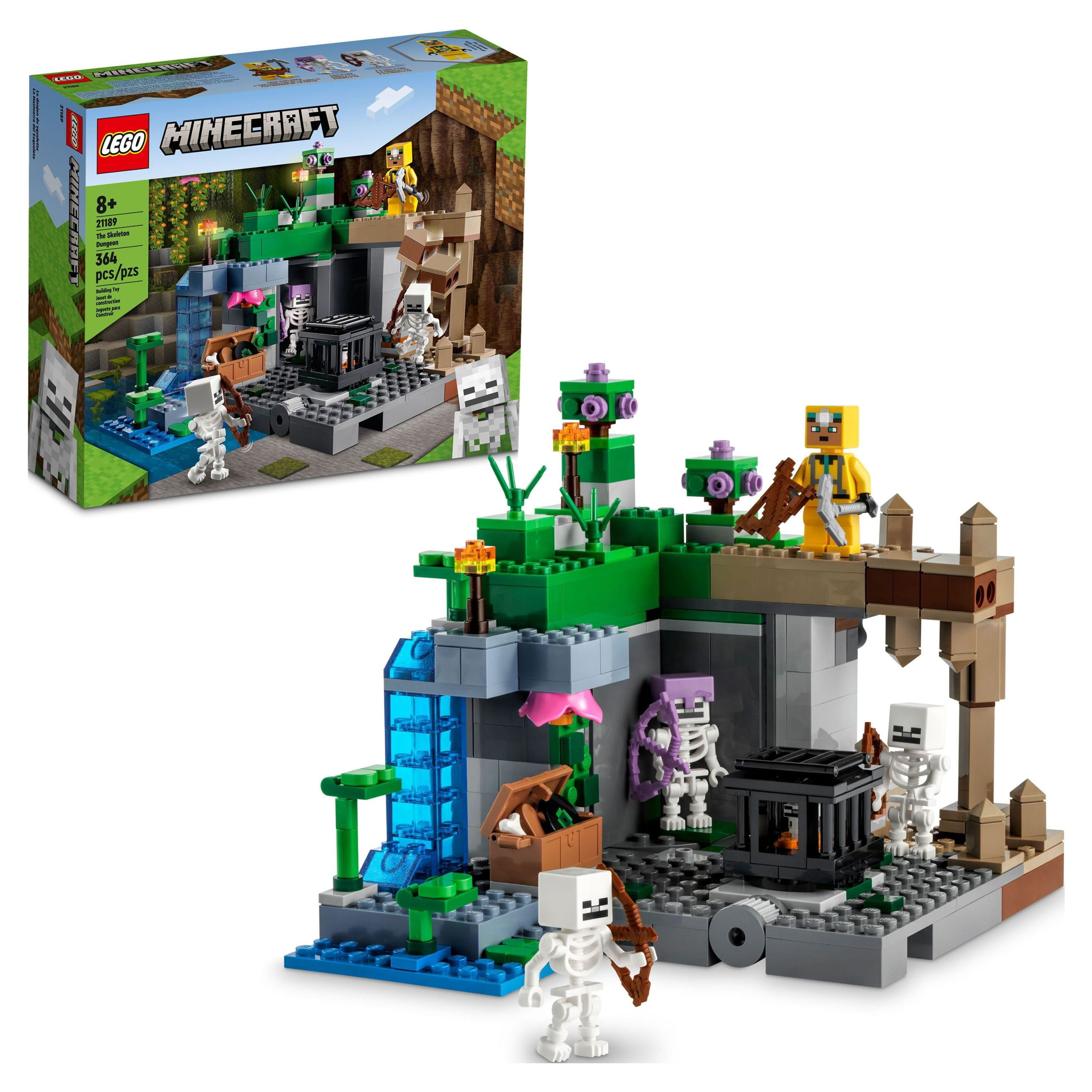 LEGO Minecraft The Skeleton Dungeon Set, 21189 Construction Toy for Kids  with Caves, Mobs and Figures with Crossbow Accessories