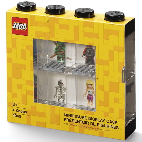 Room Copenhagen: LEGO Minifigure Display Case - 4 Stud, Black - Holds 8 Miniatures, Clear Compartments, Stackable Storage, Showcase Toy Collectibles