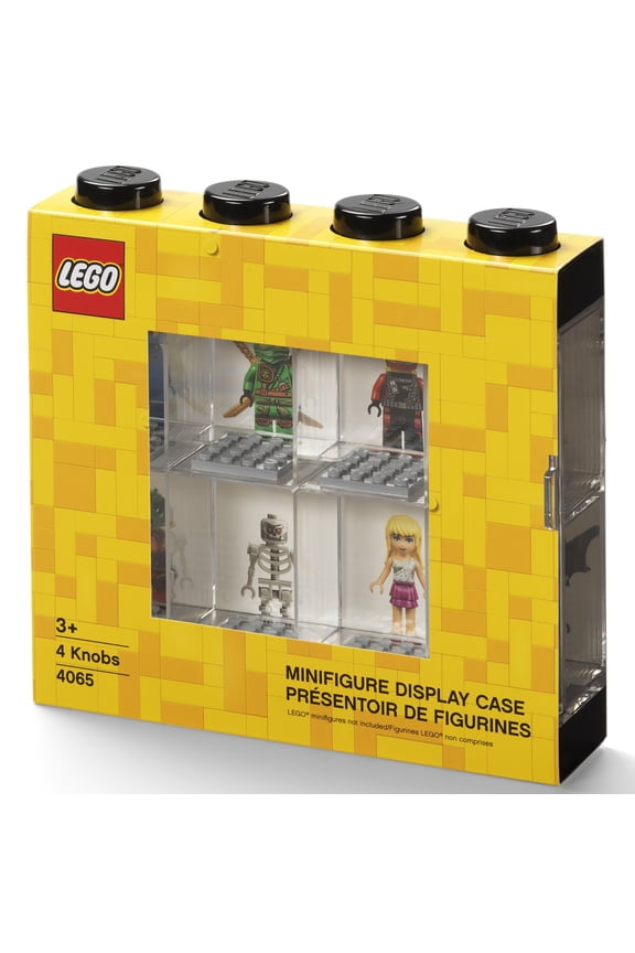 Room Copenhagen: LEGO Minifigure Display Case - 4 Stud, Black - Holds 8 Miniatures, Clear Compartments, Stackable Storage, Showcase Toy Collectibles