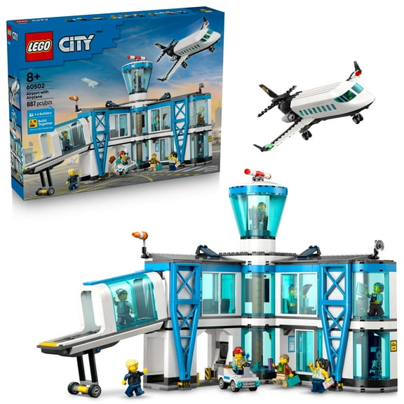 LEGO City Airport with Airplane Building Toy - Building Toy for Kids - Pretend Play Travel Set for Boys & Girls, Ages 8+ - Includes 9 Minifigures - Gift Idea for Birthdays - 60502